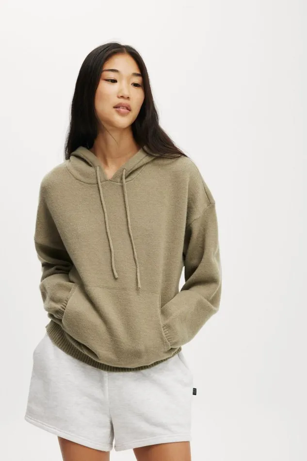 Cotton On SweatsandHoodies Knitted Premium Hoodie Dusty Khaki 8211 Women