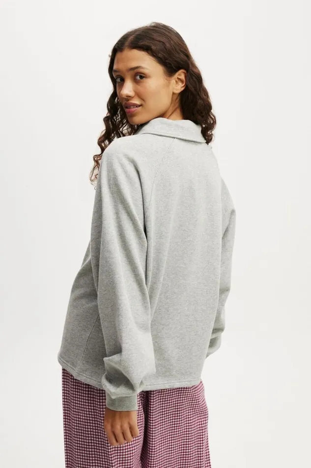 Cotton On SweatsandHoodies Oversized Collared Lounge Fleece Sweater Grey Marle 8211 Women Cotton On SweatsandHoodies Oversized Collared Lounge Fleece Sweater Grey Marle 8211 Women