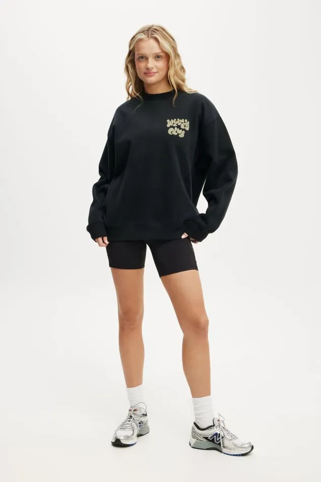 Cotton On SweatsandHoodies Plush Graphic Crew Sweatshirt Blackdusty Khaki 8211 Women Cotton On SweatsandHoodies Plush Graphic Crew Sweatshirt Blackdusty Khaki 8211 Women