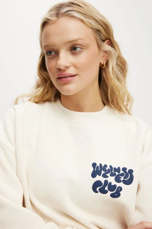 Cotton On SweatsandHoodies Plush Graphic Crew Sweatshirt Coconut Milkheritage Blue 8211 Women Cotton On SweatsandHoodies Plush Graphic Crew Sweatshirt Coconut Milkheritage Blue 8211 Women