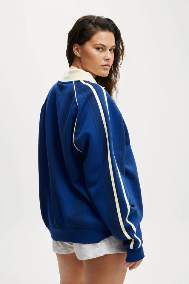 Cotton On SweatsandHoodies Sporty Polo Sweatshirt New York Marine Blue Lemon Icing 8211 Women Cotton On SweatsandHoodies Sporty Polo Sweatshirt New York Marine Blue Lemon Icing 8211 Women