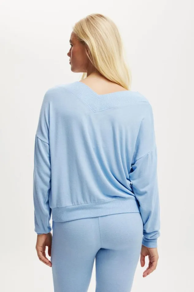 Cotton On SweatsandHoodies Super Soft Deep V Sweater Washed Adrift Blue 8211 Women Cotton On SweatsandHoodies Super Soft Deep V Sweater Washed Adrift Blue 8211 Women
