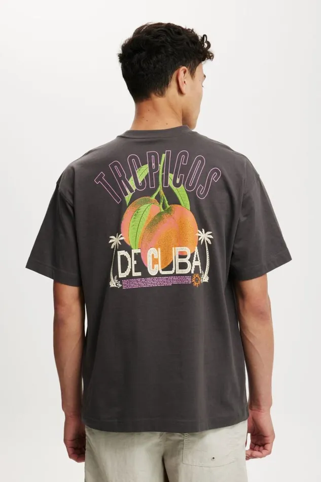 Cotton On Tees and Tanks Box Fit Graphic TShirt Faded Slatetropics 8211 Men Cotton On Tees and Tanks Box Fit Graphic TShirt Faded Slatetropics 8211 Men