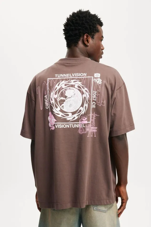 Cotton On Tees and Tanks Box Fit Graphic TShirt Washed Chocolatevision 8211 Men Cotton On Tees and Tanks Box Fit Graphic TShirt Washed Chocolatevision 8211 Men