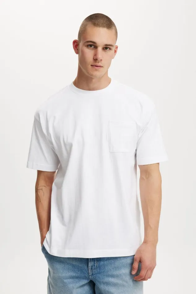 Cotton On Tees and Tanks Box Fit Pocket TShirt White 8211 Men
