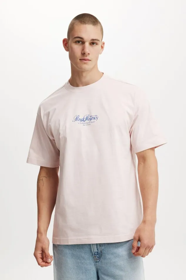 Cotton On Tees and Tanks Box Fit Text TShirt Cloud Pinkroyel Regency 8211 Men