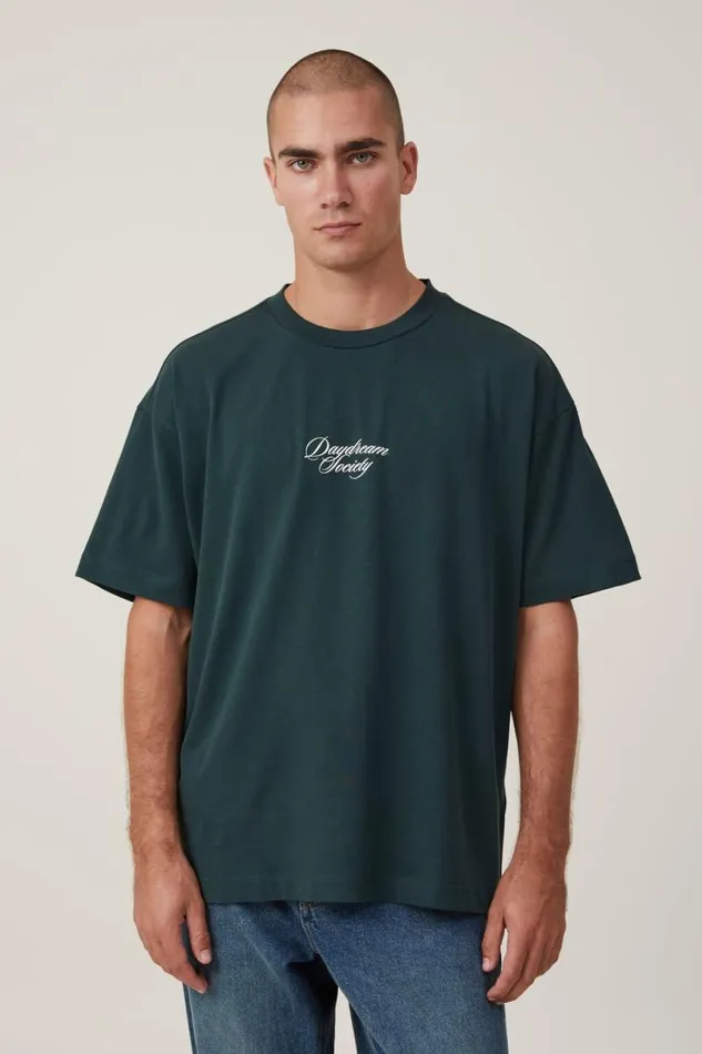 Cotton On Tees and Tanks Box Fit Text TShirt Pineneedle Greendaydream Society 8211 Men