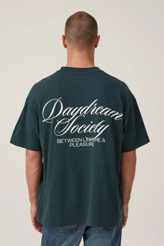 Cotton On Tees and Tanks Box Fit Text TShirt Pineneedle Greendaydream Society 8211 Men Cotton On Tees and Tanks Box Fit Text TShirt Pineneedle Greendaydream Society 8211 Men