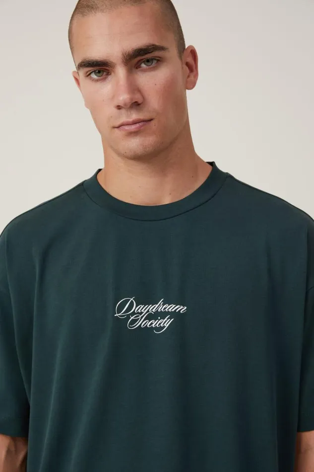 Cotton On Tees and Tanks Box Fit Text TShirt Pineneedle Greendaydream Society 8211 Men Cotton On Tees and Tanks Box Fit Text TShirt Pineneedle Greendaydream Society 8211 Men