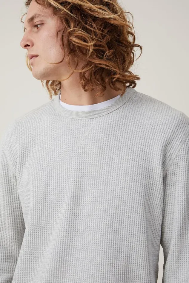 Cotton On Tees and Tanks Chunky Waffle Long Sleeve Tshirt Grey Marle Waffle 8211 Men Cotton On Tees and Tanks Chunky Waffle Long Sleeve Tshirt Grey Marle Waffle 8211 Men