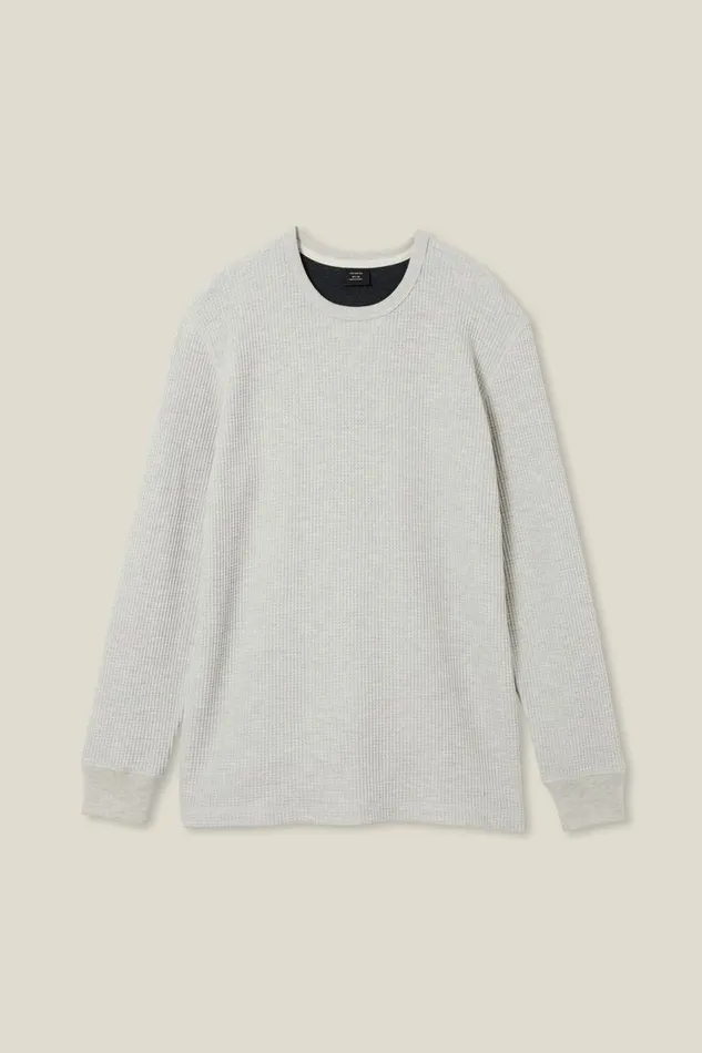 Cotton On Tees and Tanks Chunky Waffle Long Sleeve Tshirt Grey Marle Waffle 8211 Men Cotton On Tees and Tanks Chunky Waffle Long Sleeve Tshirt Grey Marle Waffle 8211 Men