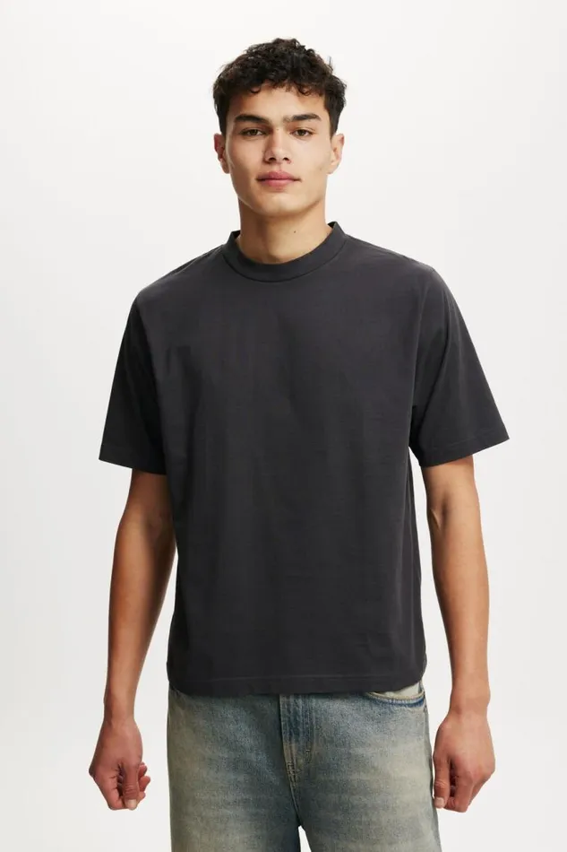 Cotton On Tees and Tanks Cropped Fit TShirt Washed Black 8211 Men