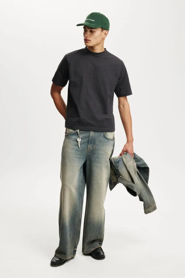 Cotton On Tees and Tanks Cropped Fit TShirt Washed Black 8211 Men Cotton On Tees and Tanks Cropped Fit TShirt Washed Black 8211 Men