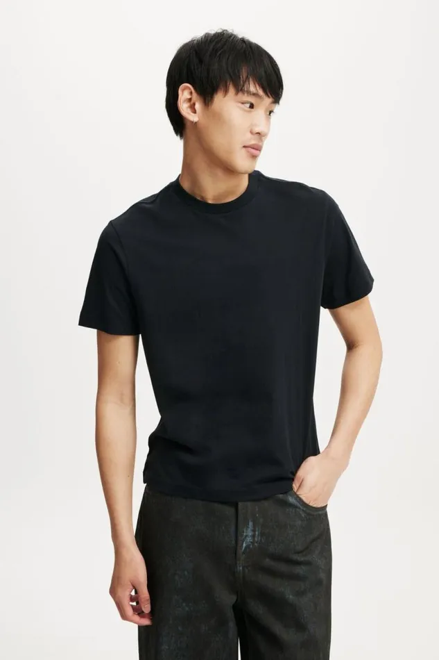 Cotton On Tees and Tanks Cropped Regular Fit TShirt Black 8211 Men