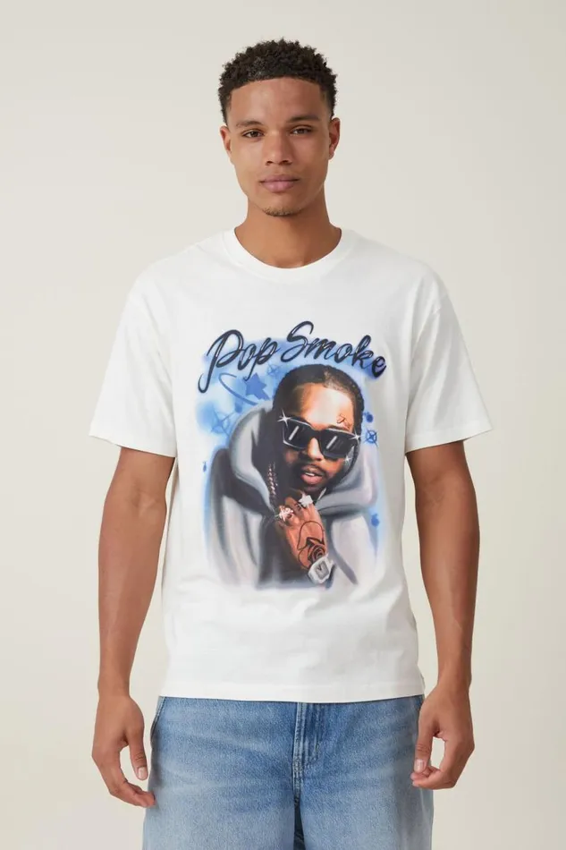 Cotton On Tees and Tanks Loose Fit Music TShirt Lcn Bra Vintage Whitepop Smoke 8211 Airbrush 8211 Men Cotton On Tees and Tanks Loose Fit Music TShirt Lcn Bra Vintage Whitepop Smoke 8211 Airbrush 8211 Men