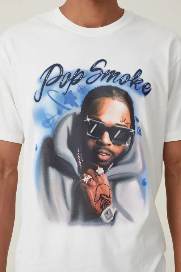 Cotton On Tees and Tanks Loose Fit Music TShirt Lcn Bra Vintage Whitepop Smoke 8211 Airbrush 8211 Men Cotton On Tees and Tanks Loose Fit Music TShirt Lcn Bra Vintage Whitepop Smoke 8211 Airbrush 8211 Men
