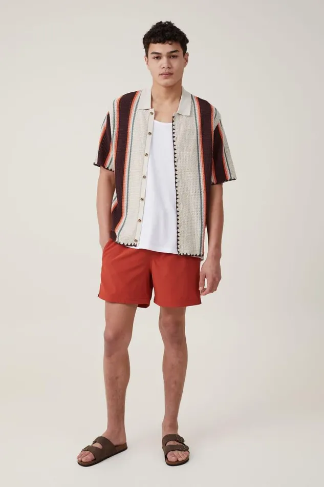 Cotton On Tees and Tanks Pablo Short Sleeve Shirt Stone Vert Stripe 8211 Men Cotton On Tees and Tanks Pablo Short Sleeve Shirt Stone Vert Stripe 8211 Men