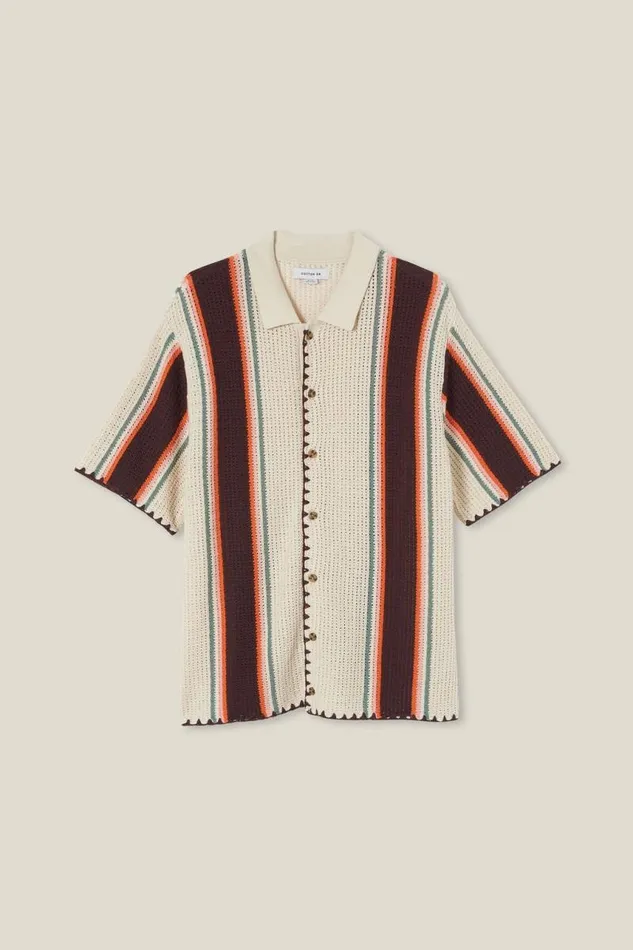 Cotton On Tees and Tanks Pablo Short Sleeve Shirt Stone Vert Stripe 8211 Men Cotton On Tees and Tanks Pablo Short Sleeve Shirt Stone Vert Stripe 8211 Men