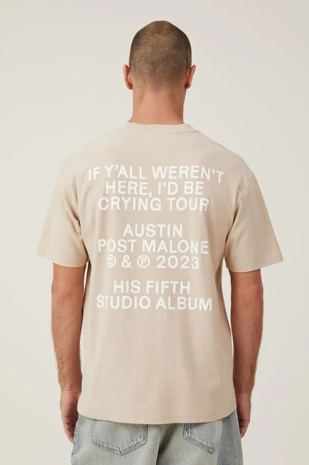 Cotton On Tees and Tanks Premium Loose Fit Music TShirt Lcn Bra Cashew Post Malone 8211 Keys 8211 Men Cotton On Tees and Tanks Premium Loose Fit Music TShirt Lcn Bra Cashew Post Malone 8211 Keys 8211 Men