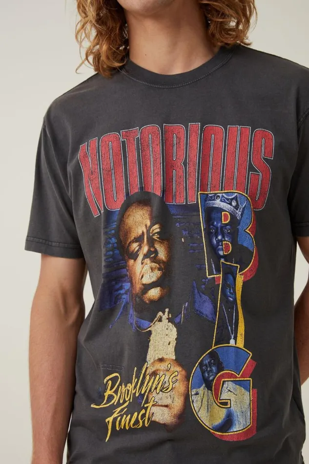 Cotton On Tees and Tanks Premium Loose Fit Music TShirt Lcn Mt Washed Blackbiggie 8211 Notorious 8211 Men Cotton On Tees and Tanks Premium Loose Fit Music TShirt Lcn Mt Washed Blackbiggie 8211 Notorious 8211 Men