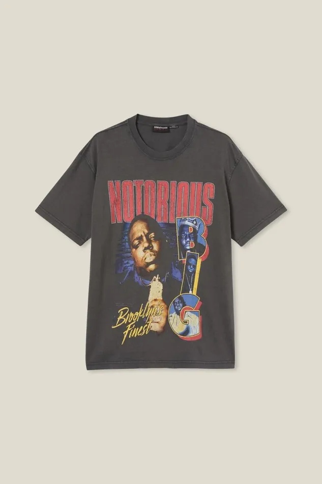 Cotton On Tees and Tanks Premium Loose Fit Music TShirt Lcn Mt Washed Blackbiggie 8211 Notorious 8211 Men Cotton On Tees and Tanks Premium Loose Fit Music TShirt Lcn Mt Washed Blackbiggie 8211 Notorious 8211 Men