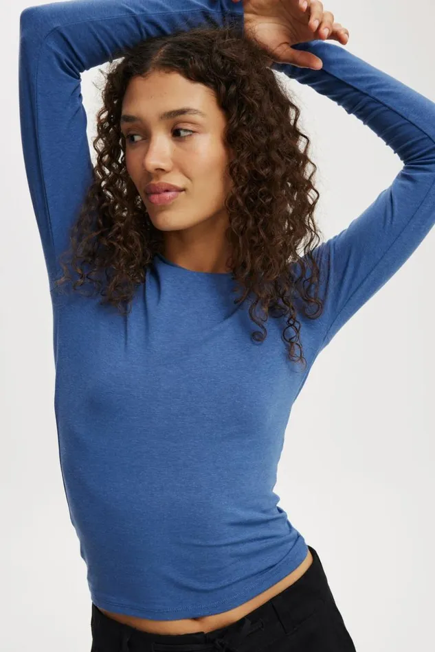 Cotton On Tops All Day Crew Long Sleeve Azure Blue 8211 Women Cotton On Tops All Day Crew Long Sleeve Azure Blue 8211 Women