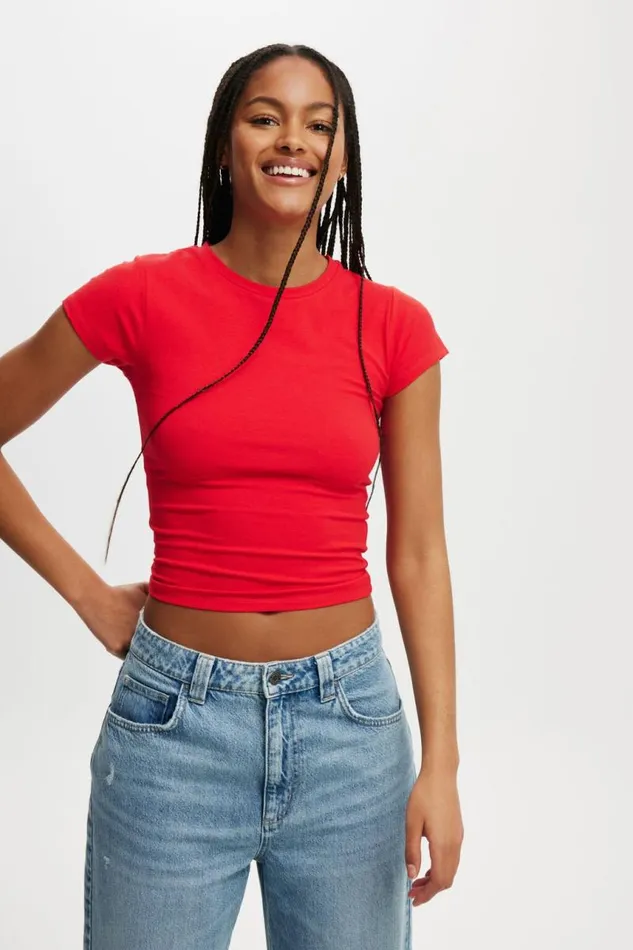 Cotton On Tops All Day Crew Tee Scarlet Red 8211 Women