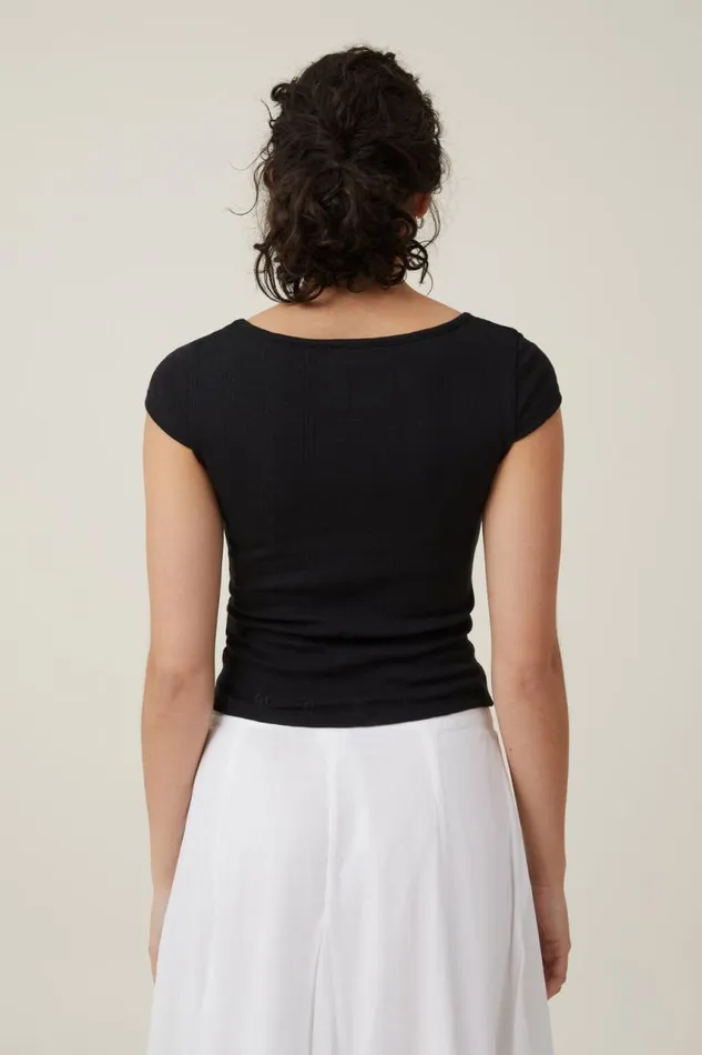 Cotton On Tops Darcie Scoop Neck Short Sleeve Top Black 8211 Women
