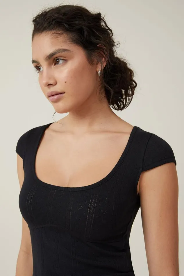 Cotton On Tops Darcie Scoop Neck Short Sleeve Top Black 8211 Women