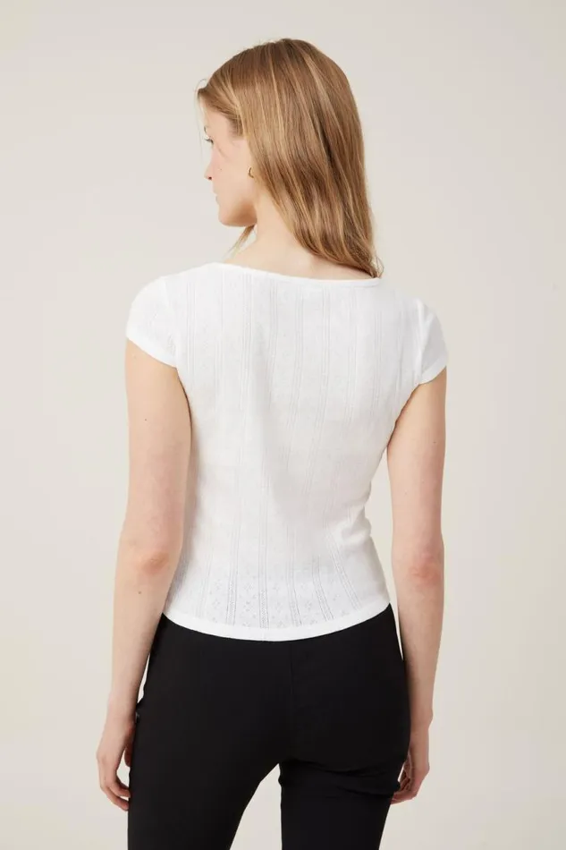 Cotton On Tops Darcie Scoop Neck Short Sleeve Top Natural White 8211 Women