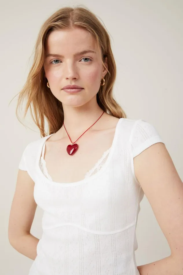 Cotton On Tops Darcie Scoop Neck Short Sleeve Top Natural White 8211 Women