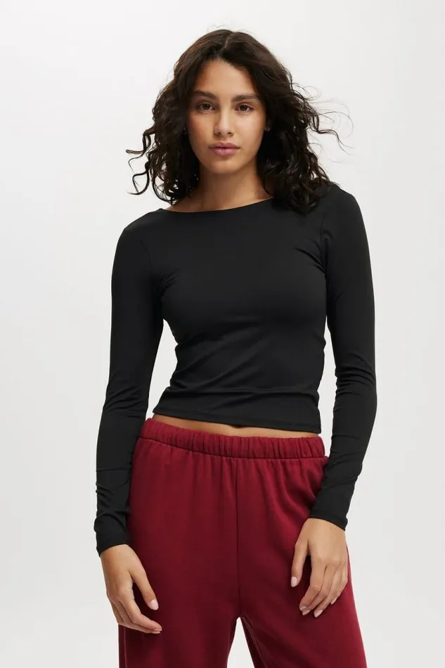 Cotton On Tops Ever Smooth Backless Long Sleeve Top Black 8211 Women