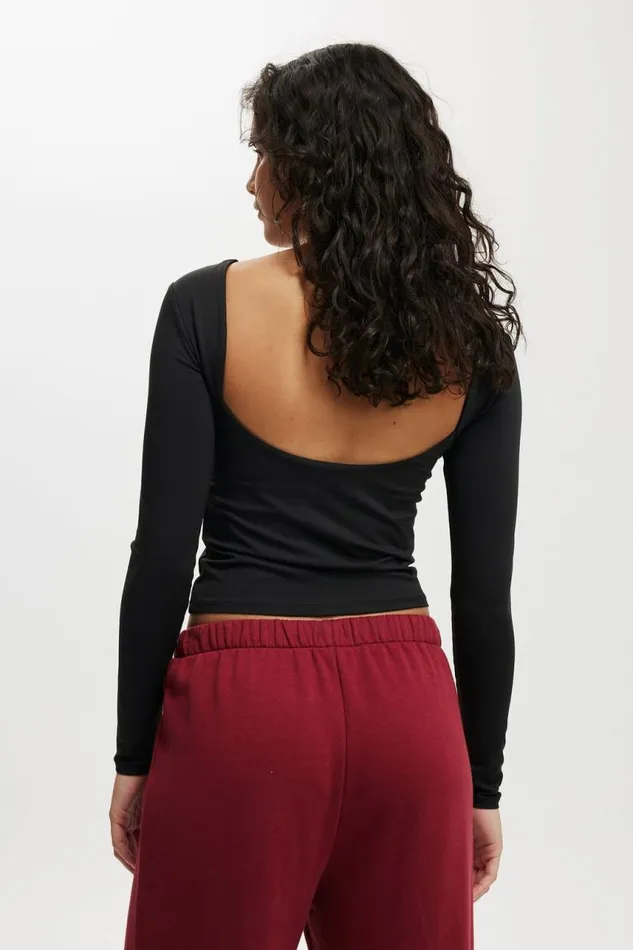 Cotton On Tops Ever Smooth Backless Long Sleeve Top Black 8211 Women