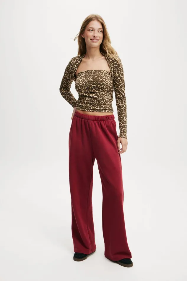 Cotton On Tops Ever Smooth Rouched Long Sleeve Top Kate Leopard 8211 Women