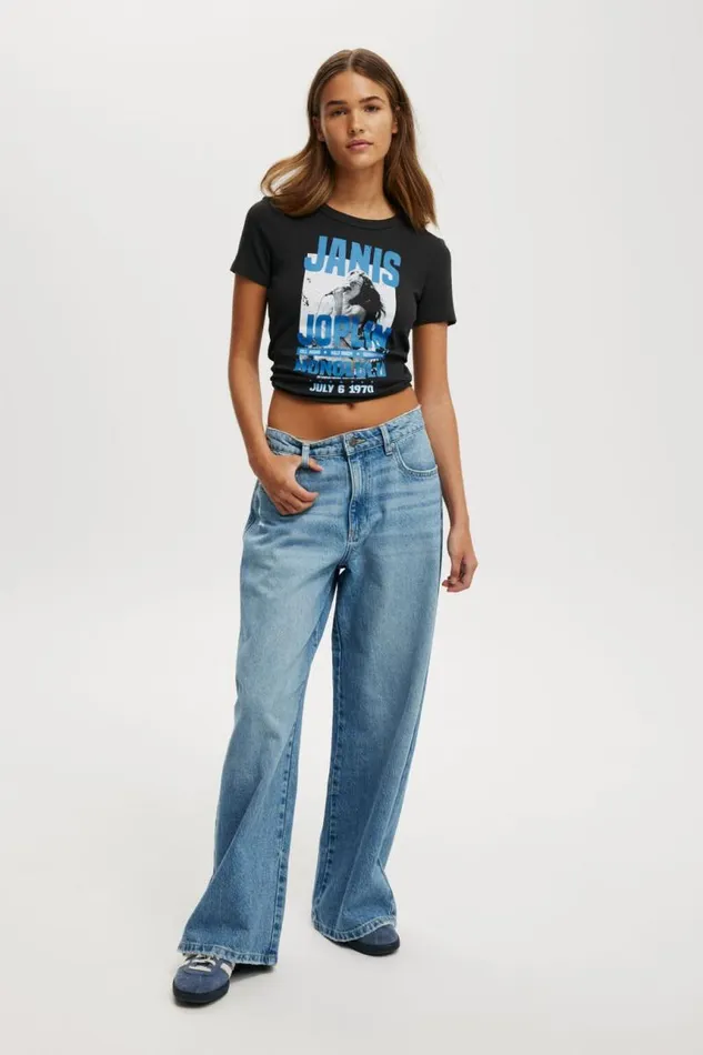 Cotton On Tops Fitted Lcn Graphic Longline Tee Lcn Per Janis Joplin Washed Black 8211 Women Cotton On Tops Fitted Lcn Graphic Longline Tee Lcn Per Janis Joplin Washed Black 8211 Women