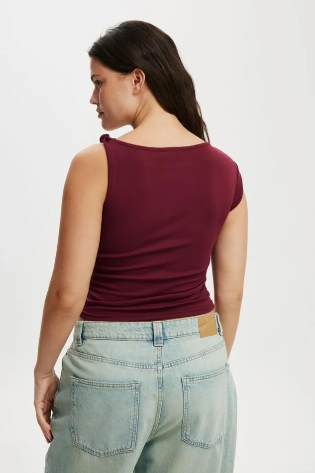Cotton On Tops Marlow Knot Shoulder Short Sleeve Top Sangria 8211 Women