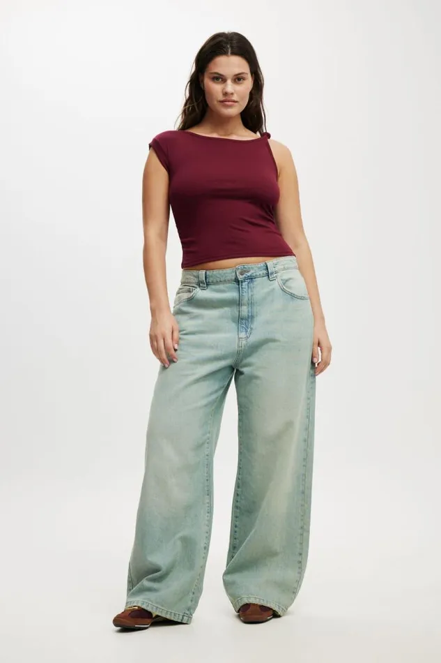 Cotton On Tops Marlow Knot Shoulder Short Sleeve Top Sangria 8211 Women