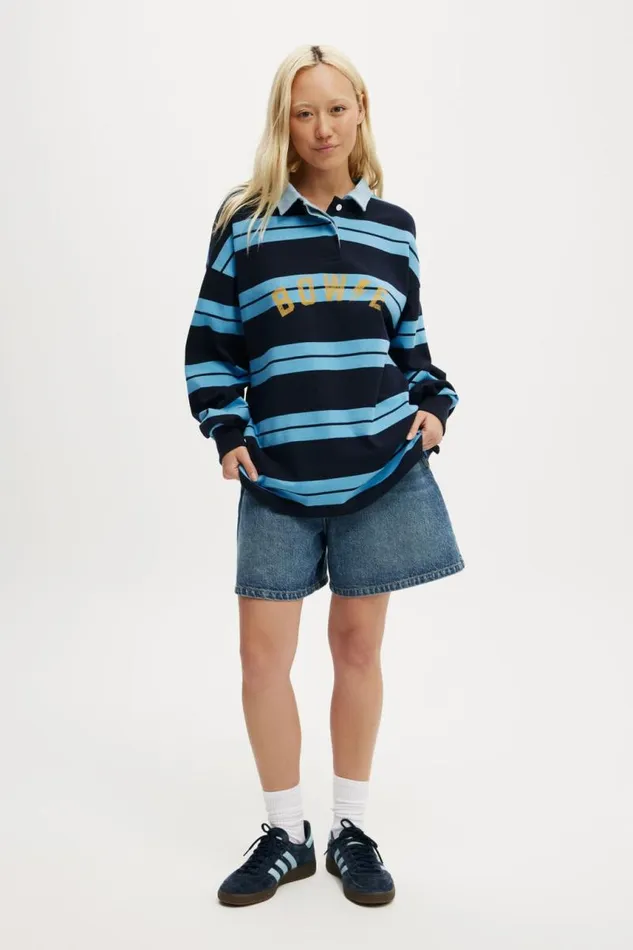 Cotton On Tops Oversized Long Sleeve Polo Lcn Per Bowie Blue Bouy Stripe 8211 Women Cotton On Tops Oversized Long Sleeve Polo Lcn Per Bowie Blue Bouy Stripe 8211 Women
