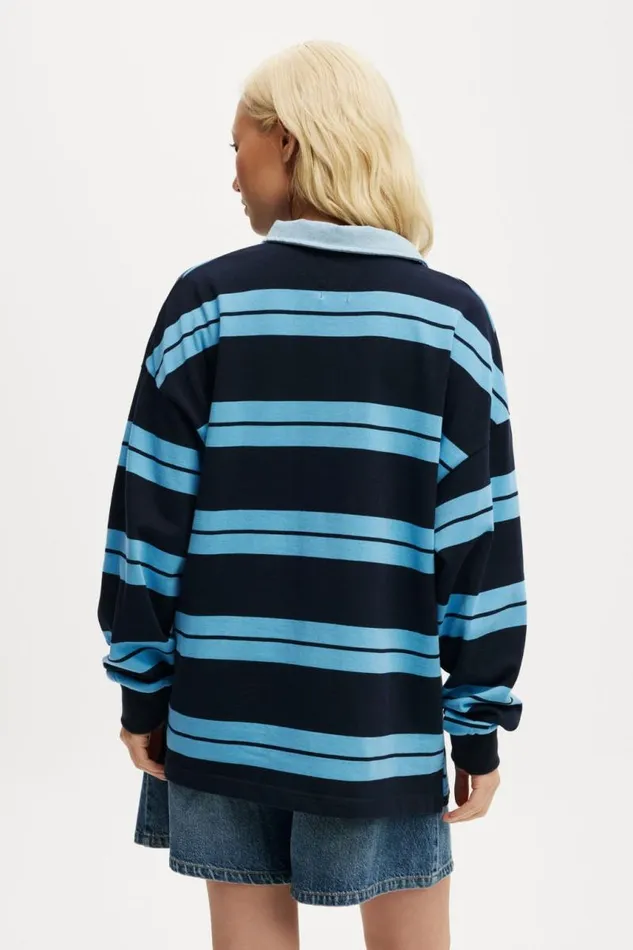 Cotton On Tops Oversized Long Sleeve Polo Lcn Per Bowie Blue Bouy Stripe 8211 Women Cotton On Tops Oversized Long Sleeve Polo Lcn Per Bowie Blue Bouy Stripe 8211 Women