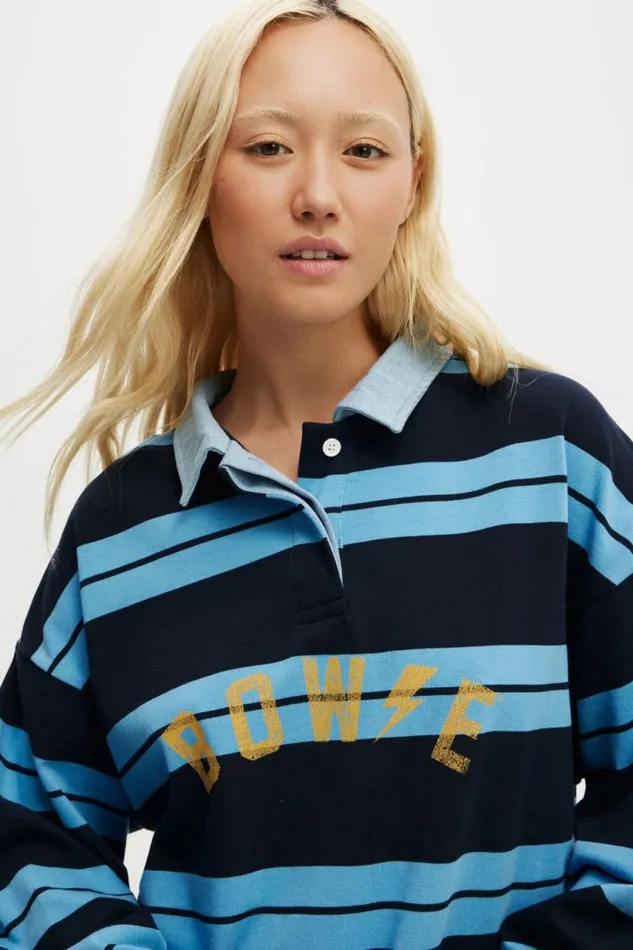 Cotton On Tops Oversized Long Sleeve Polo Lcn Per Bowie Blue Bouy Stripe 8211 Women Cotton On Tops Oversized Long Sleeve Polo Lcn Per Bowie Blue Bouy Stripe 8211 Women