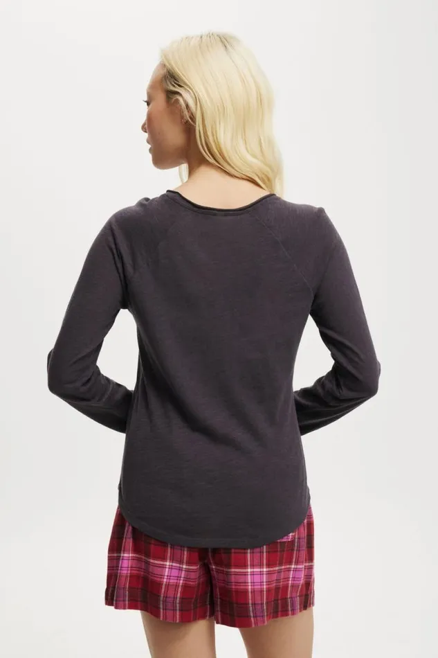 Cotton On Tops Raglan Long Sleeve Top Black 8211 Women
