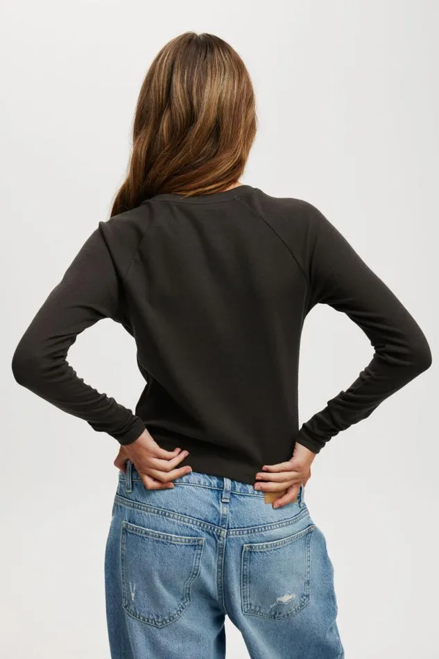 Cotton On Tops Raglan Rib Long Sleeve Tee Stars Alignwashed Black 8211 Women Cotton On Tops Raglan Rib Long Sleeve Tee Stars Alignwashed Black 8211 Women