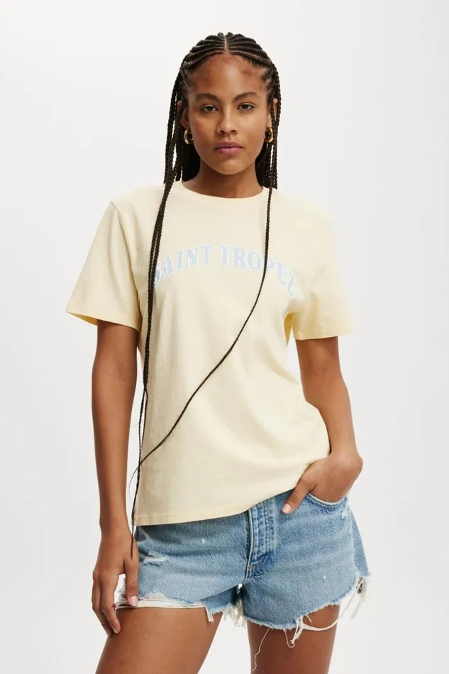Cotton On Tops Regular Fit Graphic Tee Saint Tropezbuttermilk 8211 Women