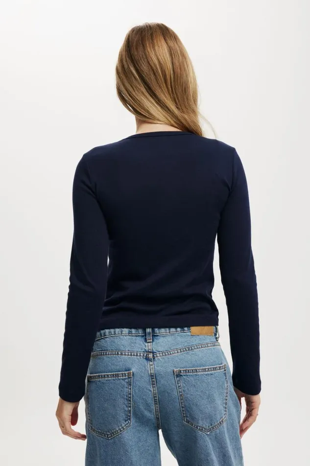 Cotton On Tops Rib Longsleeve Graphic Tee No Idea winter Night 8211 Women Cotton On Tops Rib Longsleeve Graphic Tee No Idea winter Night 8211 Women