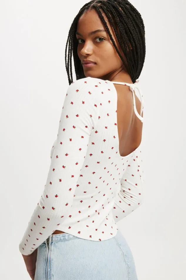 Cotton On Tops Sasha Pointelle Low Back Long Sleeve Top Rozzy Rose 8211 Women Cotton On Tops Sasha Pointelle Low Back Long Sleeve Top Rozzy Rose 8211 Women