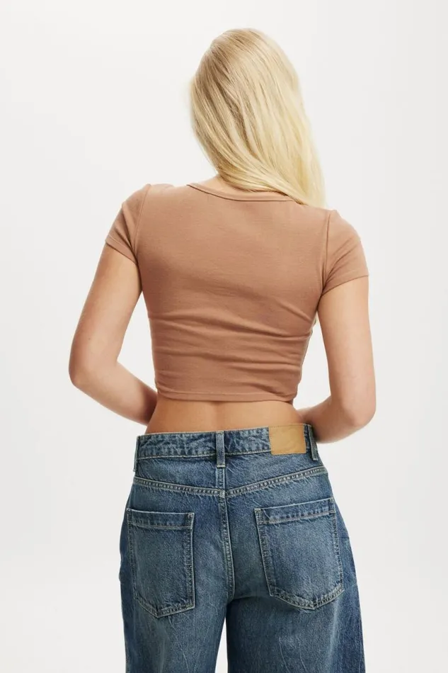 Cotton On Tops Scoop Neck Rib Graphic Tee Nashvillebaked Clay 8211 Women