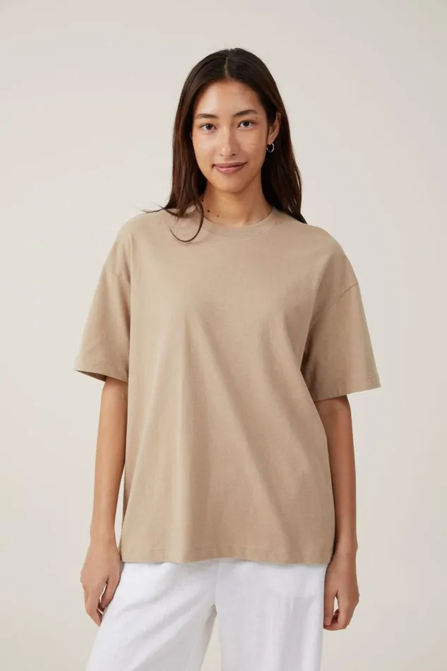 Cotton On Tops The Boxy Oversized Tee Mid Taupe 8211 Women