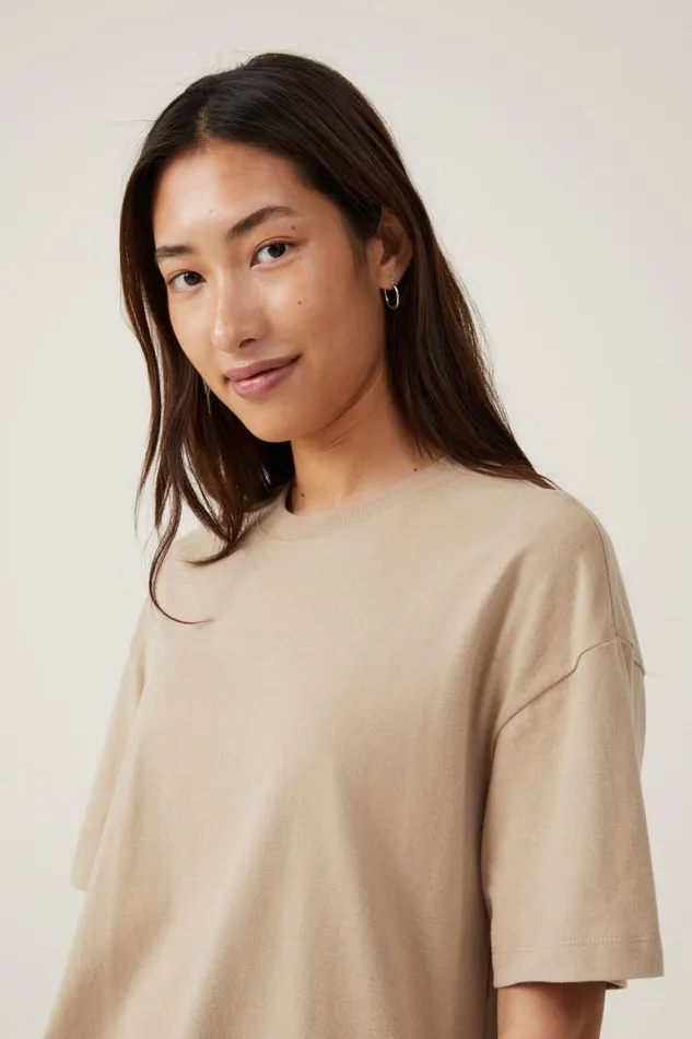 Cotton On Tops The Boxy Oversized Tee Mid Taupe 8211 Women