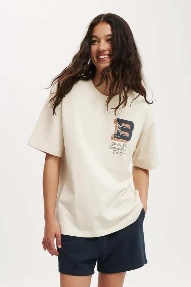 Cotton On Tops The Premium Boxy Graphic Tee B Coconut 8211 Women