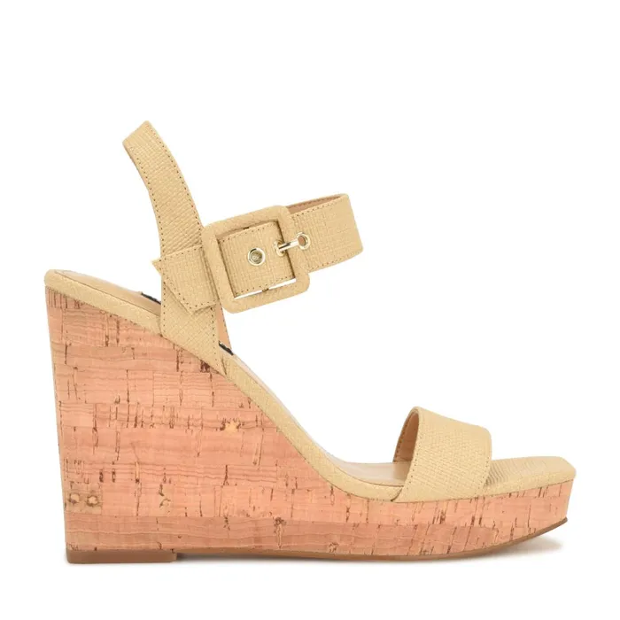 Courts Wedge Sandals Natural Raffia Women Nine West Sandals